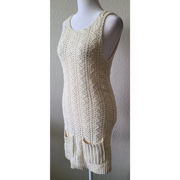 Anthropologie Women's Cable Knit Festival Dress Size Small Boho Wool Blend Ivory - Picture 5 of 12